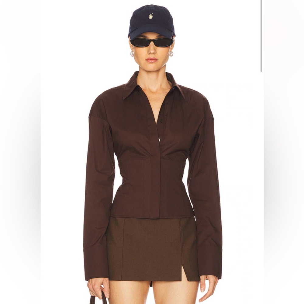 L’ACADEMIE by Marianna Elsie Shirt in Chocolate Brown